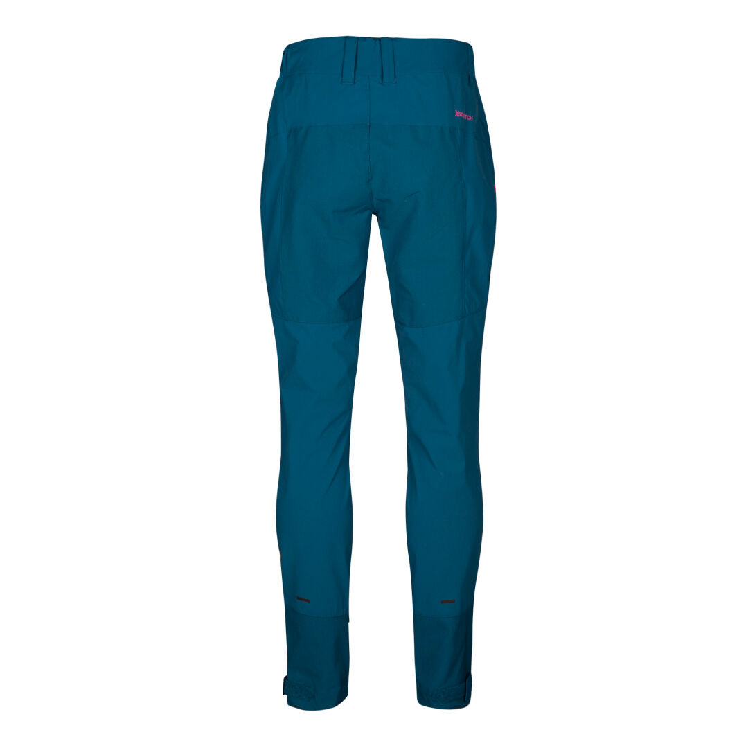 Halti Tracks X-stretch Pants Women's shown from the back, with visible seams and adjustable cuff straps.