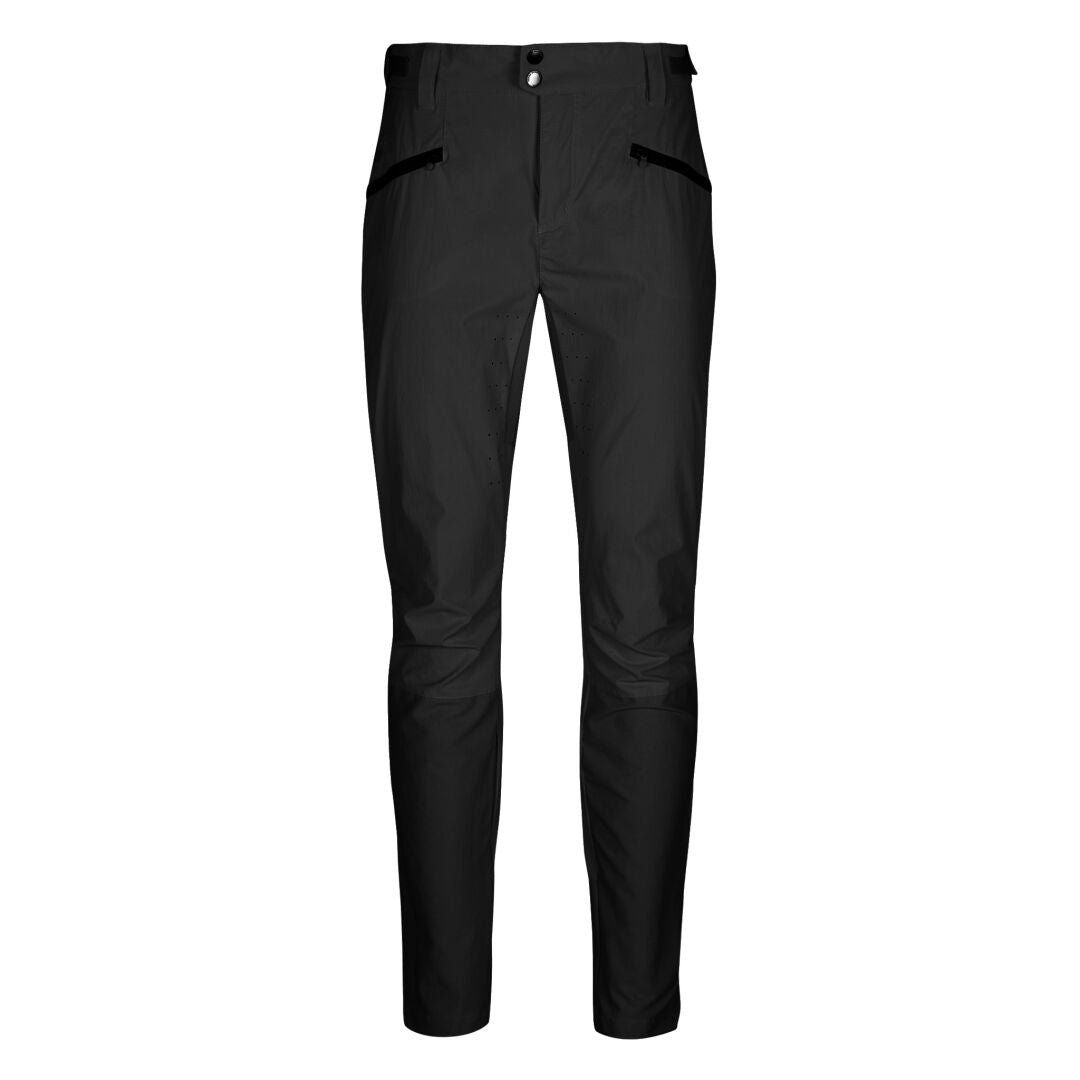 Halti Tracks X-stretch Pants Women's: black slim-fit cycling pants with zip pockets, button closure, and belt loops.