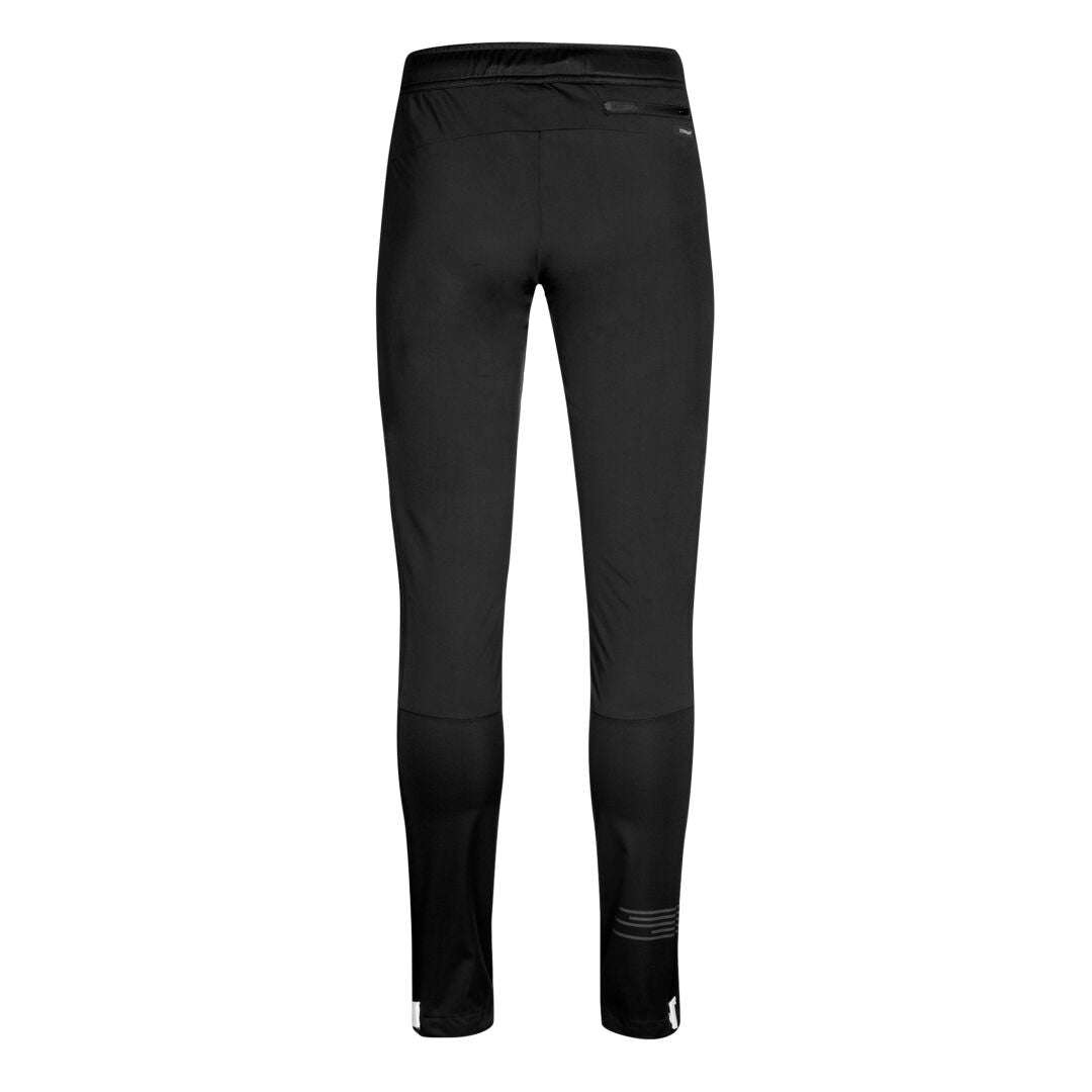 Halti Veloce XCT Pants Womens in black, slim fit, with breathable fabric at calves and waistband shown from the back.