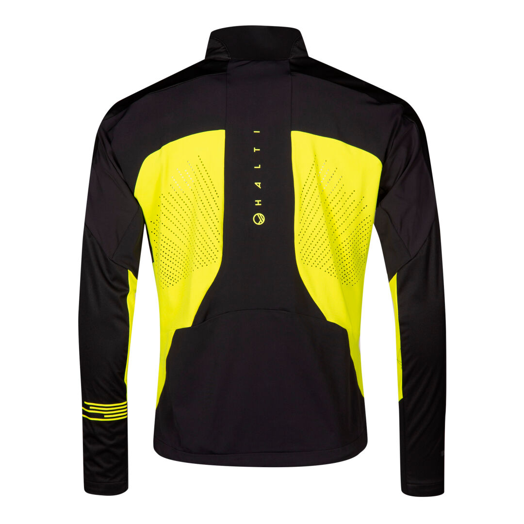 Back view of Halti Veloce XCT Jacket Mens—high-performance, breathable with perforated panels and Halti text down center.