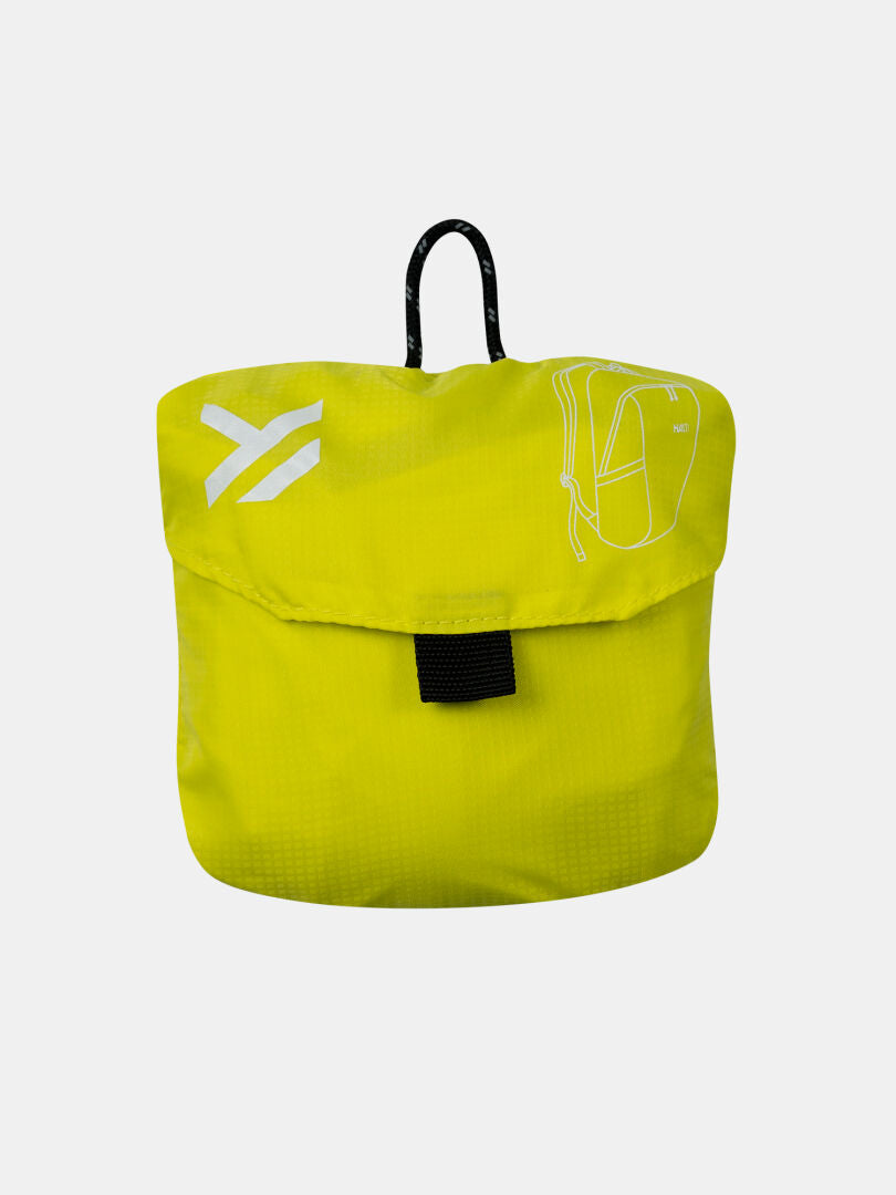 A small, square, bright yellow Halti pouch with a black loop holds the ultralight Streetpack Backpack.