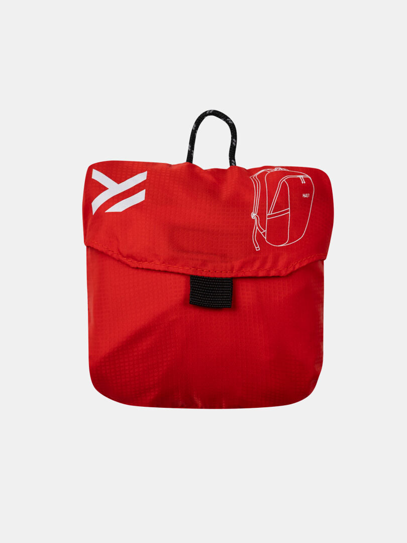 The compact red Halti Streetpack Backpack pouch features a black loop, white lines, and a backpack graphic on the flap.
