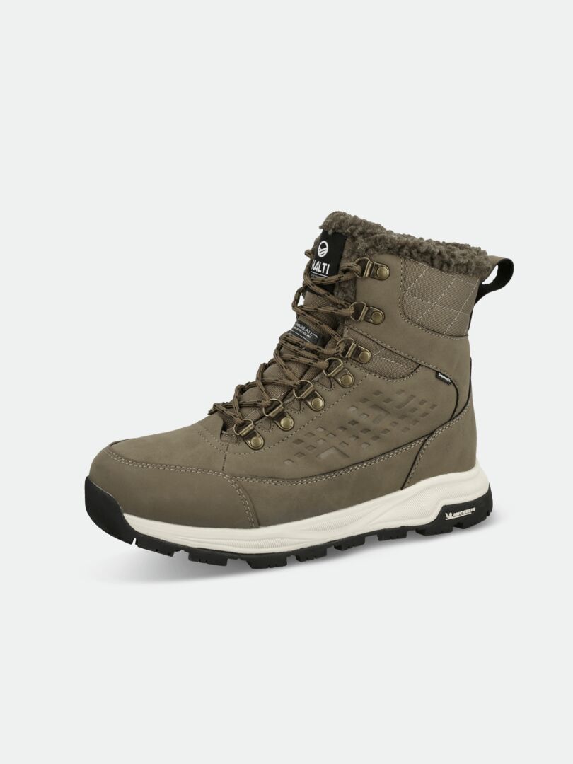 Halti Fjalla DX Ice Control Women's boot: brown, lace-up, faux fur lining, and a Michelin sole.
