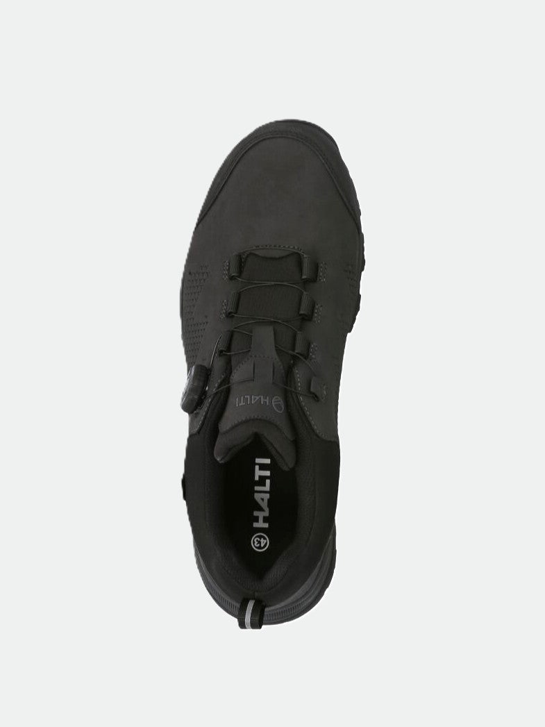 Top view of a black Halti Buli Low 2 DX Freelock Friction Shoe with Michelin Ice Control sole on a plain background.