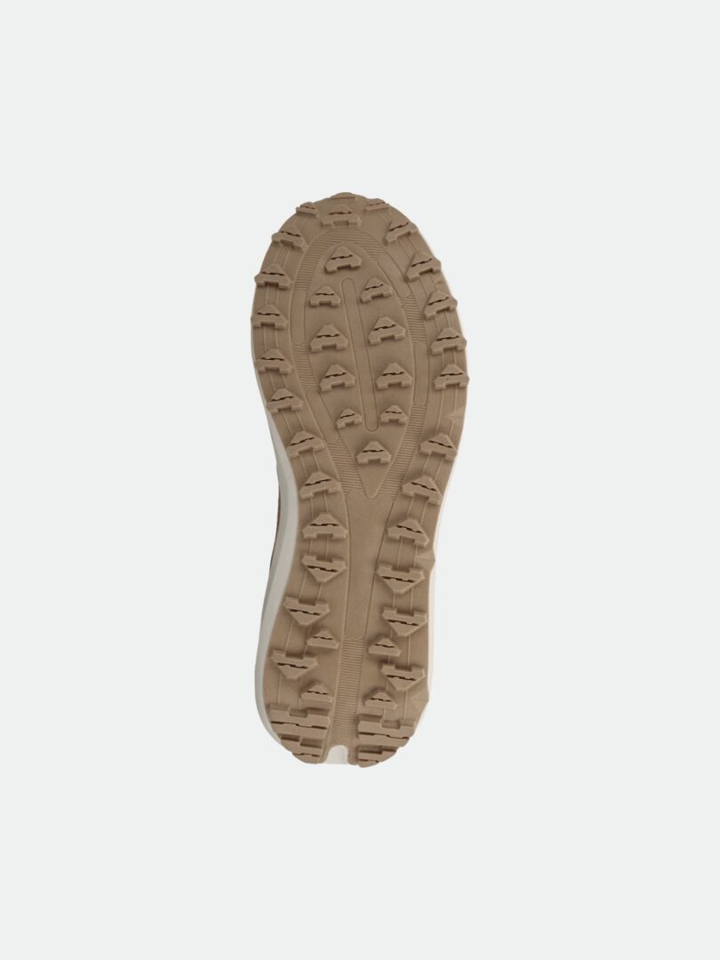 The Halti Morgam DX Mid Womens beige vegan leather outdoor shoe sole features textured tread and raised grips.