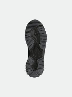 Halti Penger DX Mid Outdoor Shoe Womens—black outsole with patterned tread, ideal for autumn-winter outdoor wear.
