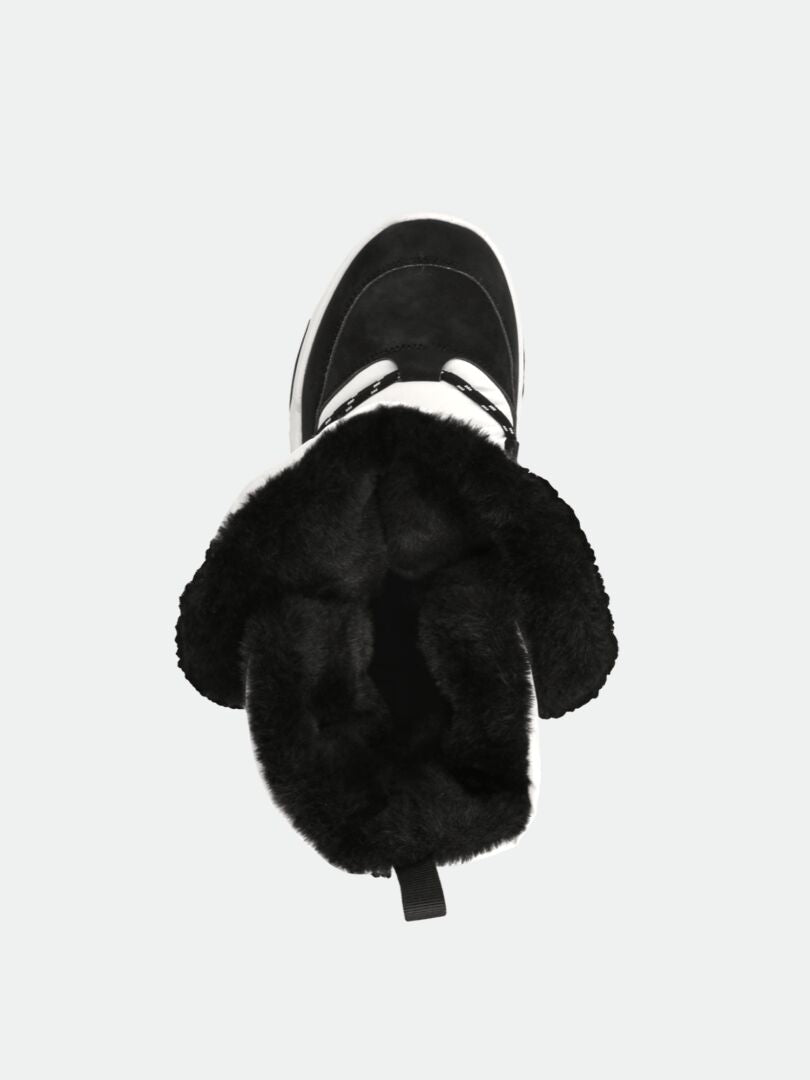 Top view of Halti Jeti DX Winterboot Women's—insulated ankle boots with thick black fur lining and heel pull tab.