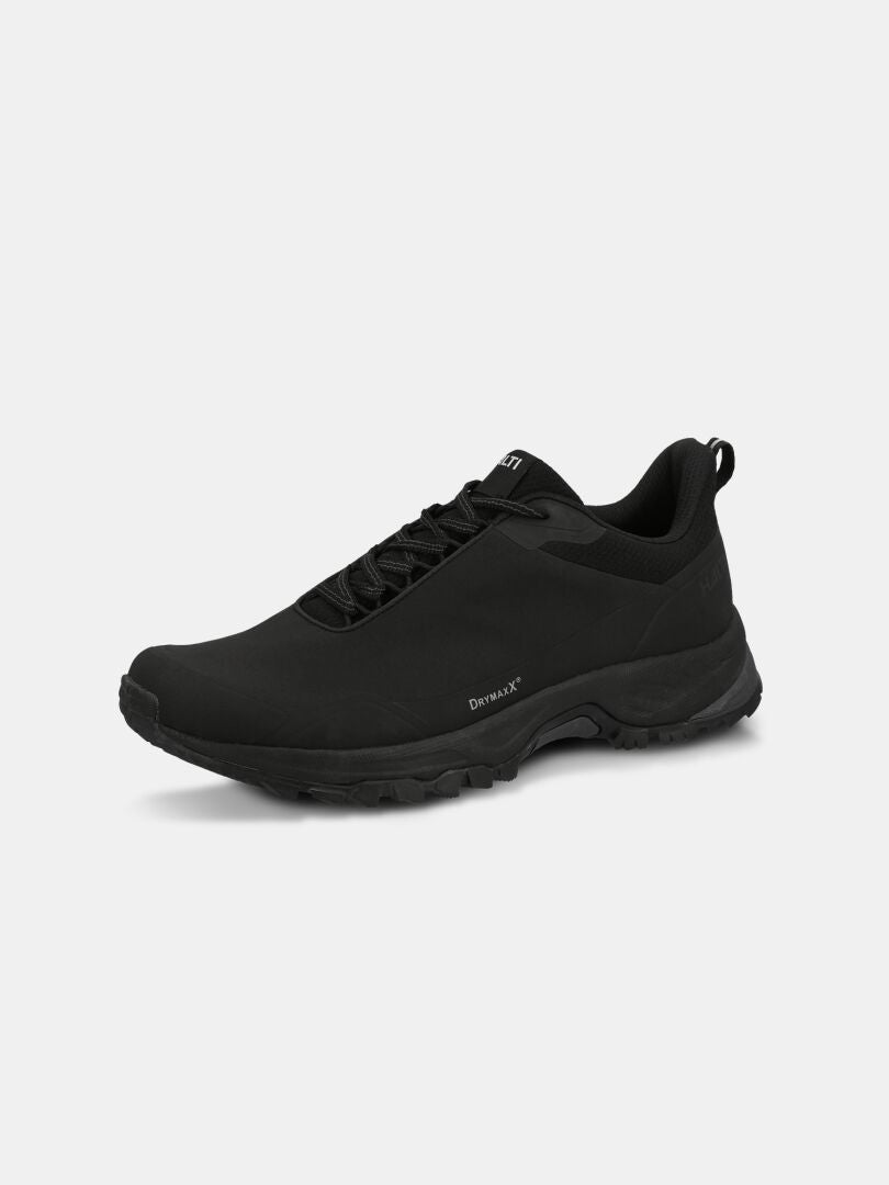 The Halti Fara Low 3 DX Women’s outdoor shoe features a black waterproof design with GripmaxX Trail outsole and black laces.
