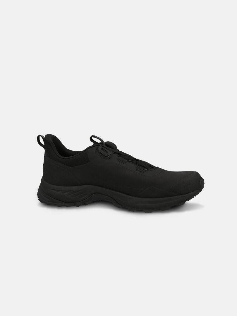 Halti Fara Low 2 DX Freelock is a black waterproof outdoor shoe with thick sole and GripmaxX Trail outsole.