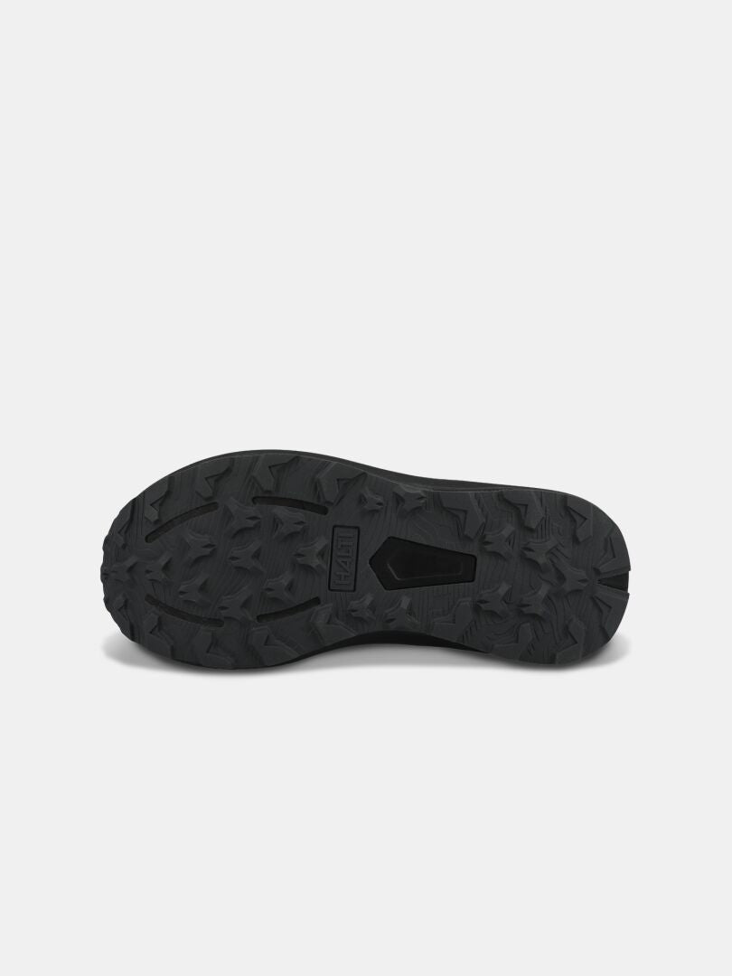Halti Rapid 2 Sneaker Women's: black sole with thick treads and cutout, ideal for water-repellent outdoor use.