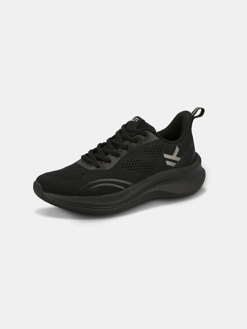 Halti Frisk Sneaker Women's: black mesh, lace-up, white logo, thick rubber sole—ideal for summer wear.