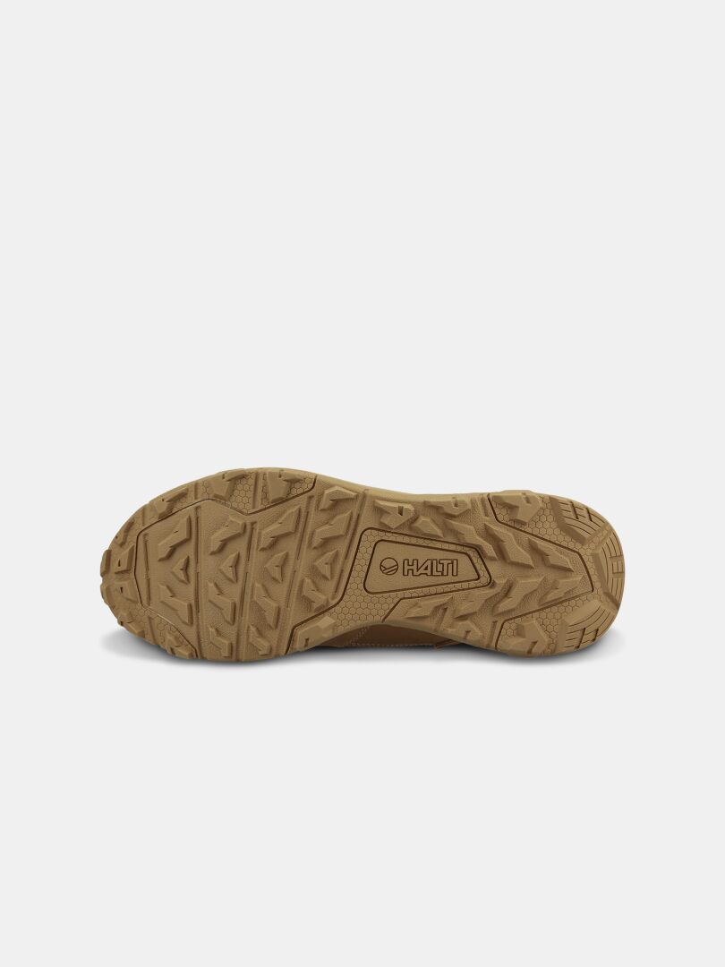 Tan rubber sole with multi-directional tread, ideal for Halti Regis DX Boot Men's, features logo at center.