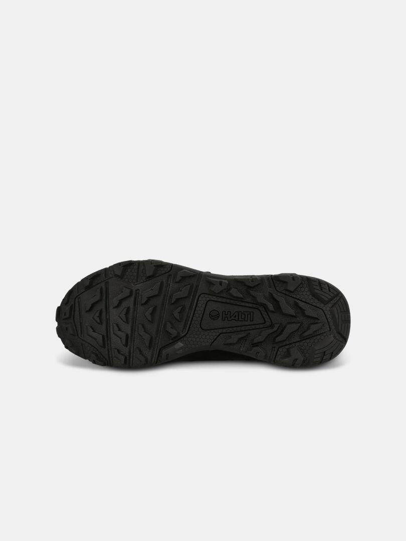 Black textured sole of the Halti Regis DX Boot Men's, rugged tread, viewed from the bottom on a white background.