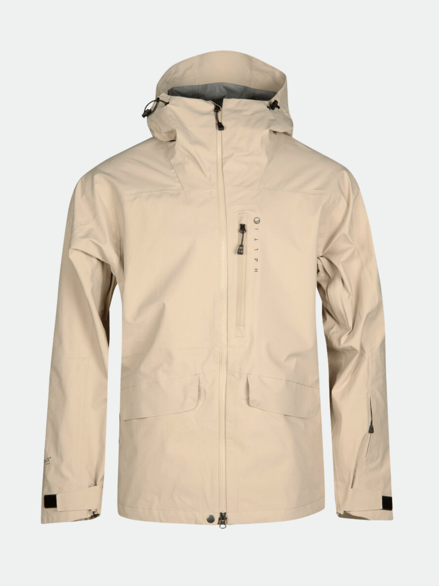 Halti Settler 3L DrymaxX Ski Jacket for men with front zipper, chest pocket, breathable shell, and adjustable cuffs.