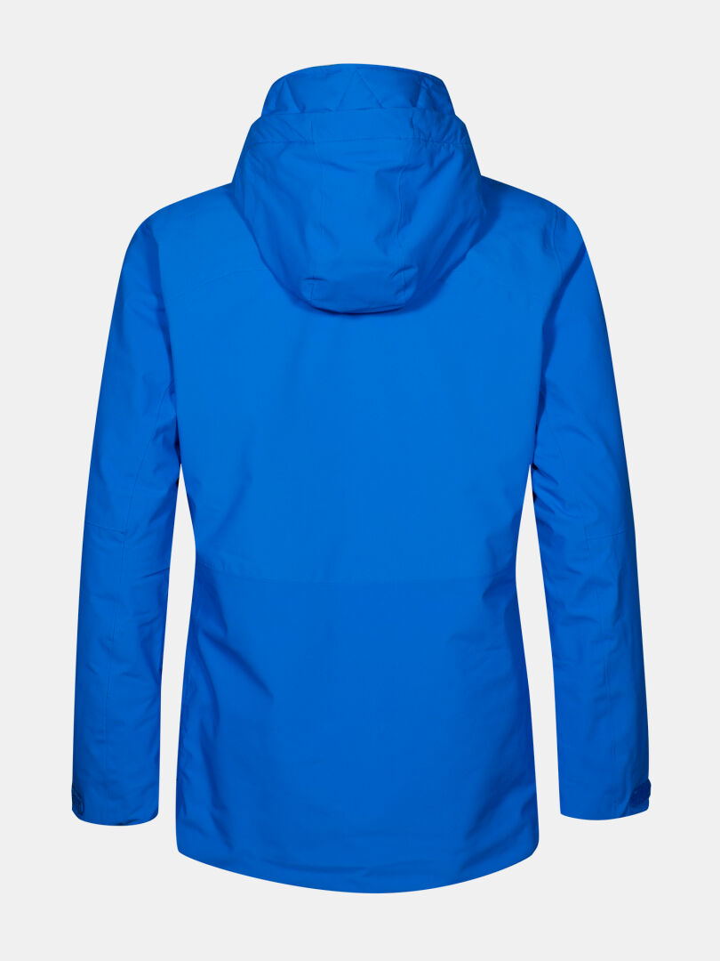 The Halti Gracer DX Ski Jacket Women's is shown from the back in bright blue against a white background.