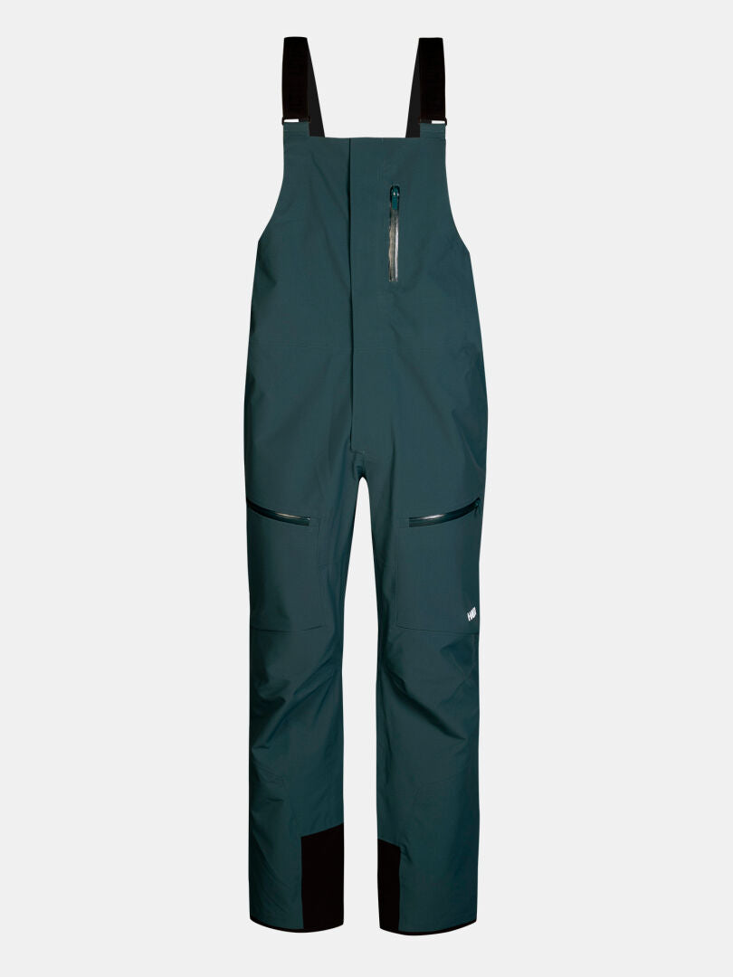 Teal Rizle 3L Dx Ski Pants unisex bibs with black shoulder straps and zippered pockets.