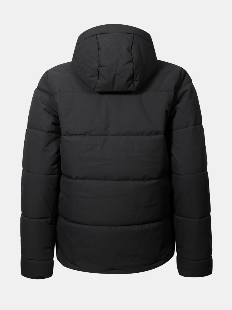 The Halti Ascale Plus Puffer Ski Jacket Women's is shown from the back in black against a plain white background.