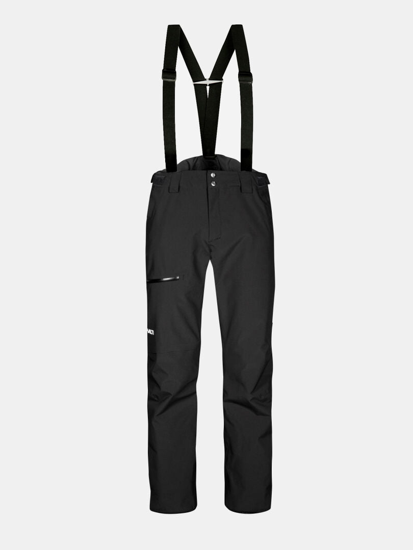 Halti Carvey II Short DX Men's Ski Pants: black, insulated, suspenders, zip pocket, belt loops, short leg length.