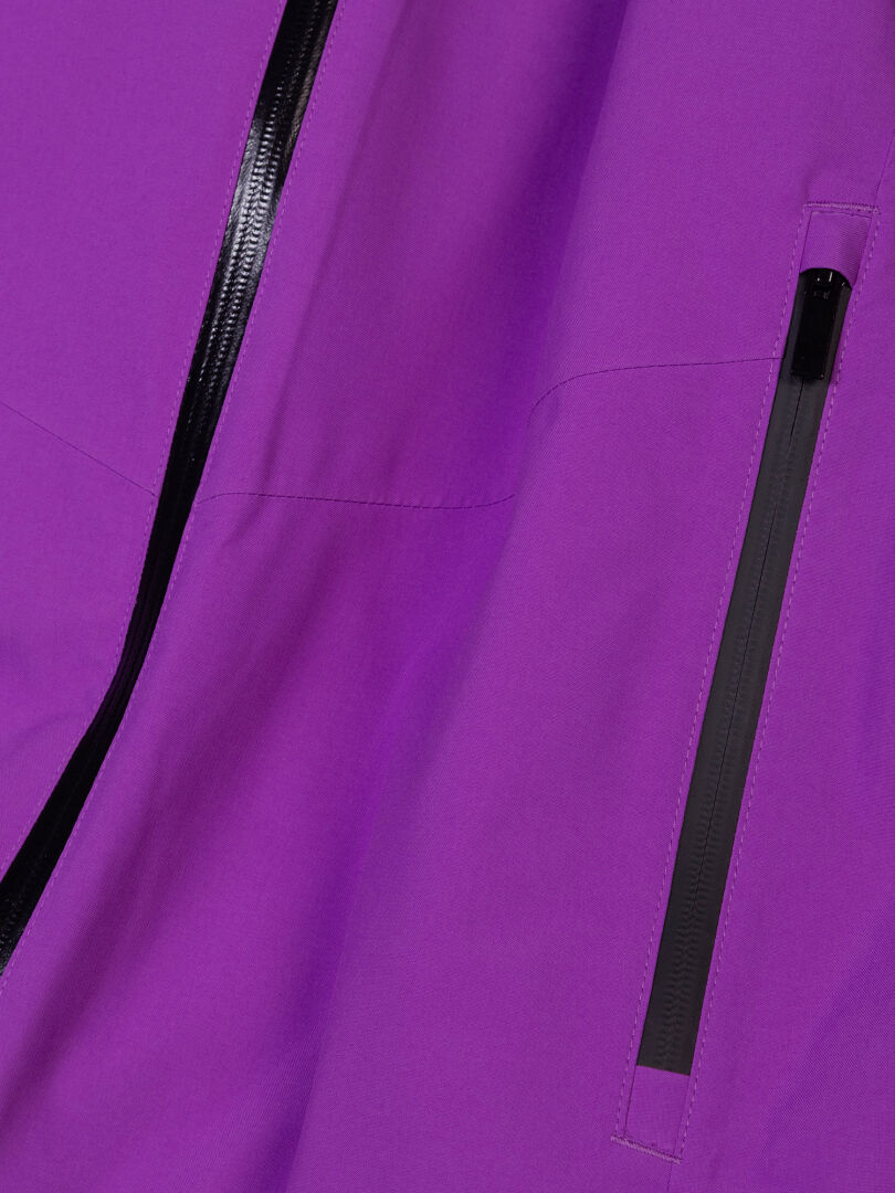 Purple Melvik II DX Ski Jacket Men’s with a black front zipper and a black zippered chest pocket.