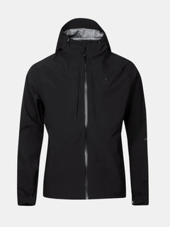 Halti Kaarna Mens DX 3L Shell Jacket in black with front zipper and chest pockets, shown on a plain light background.