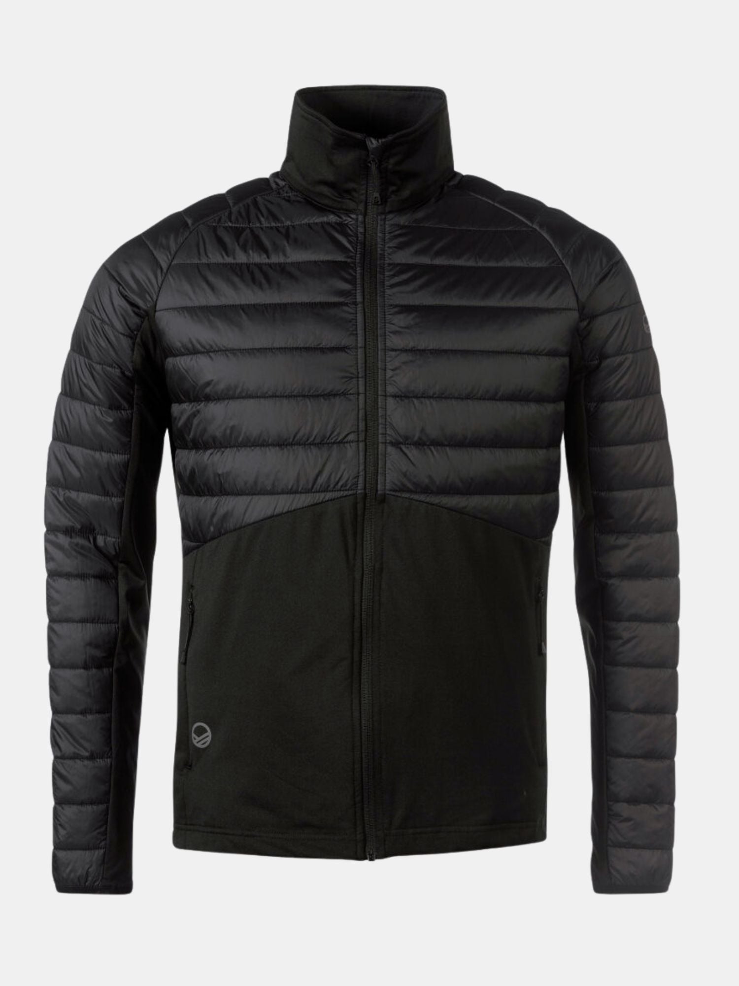 Halti Veidnes Men's Insulation Jacket, black with long sleeves, quilted Microtherm padding, and zippered pockets.