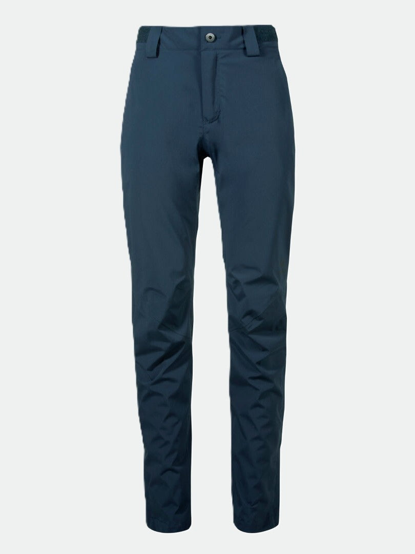 Halti Juonto Womens Shell Pants in dark blue: waterproof, breathable, with belt loops, button, and zip fly.