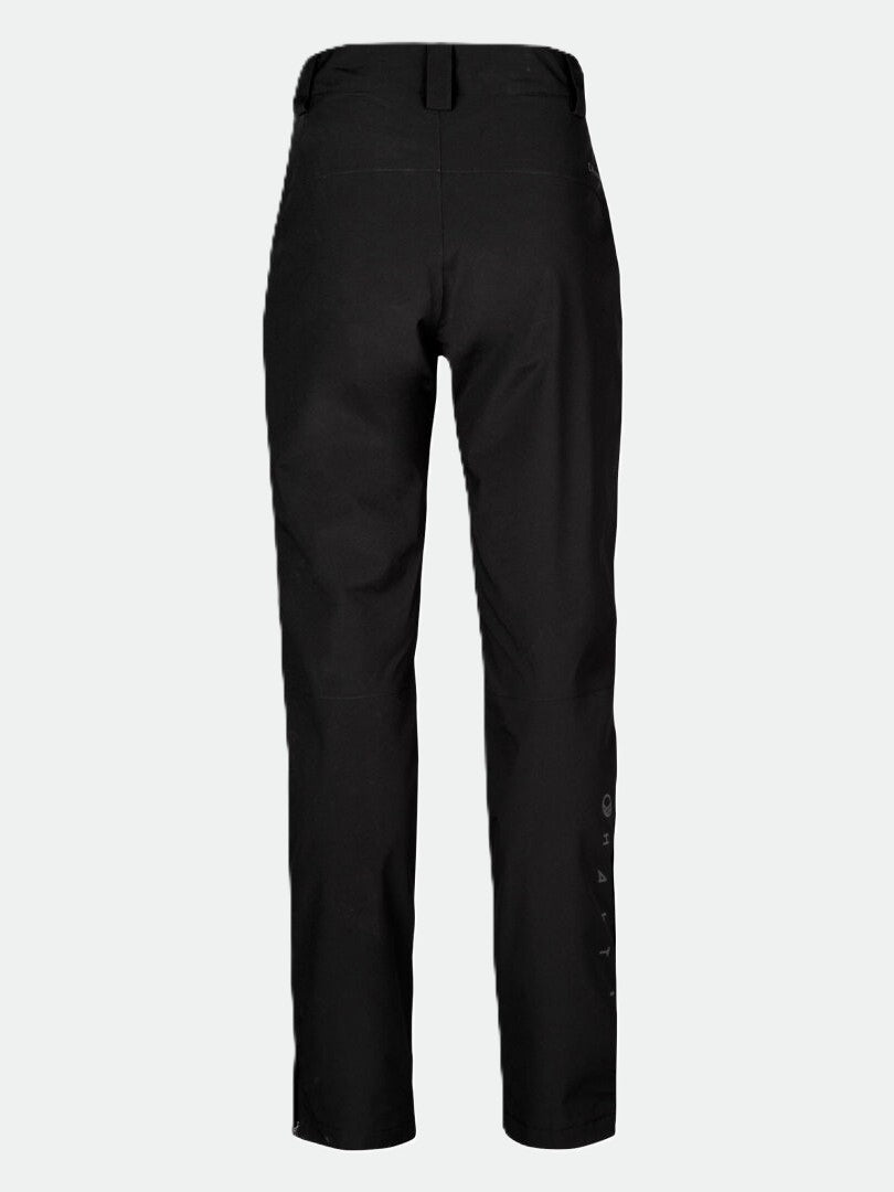 Halti Juonto Womens black shell pants, waterproof and breathable, shown from the back on a light gray background.
