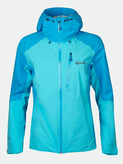 Halti Biegga Womens DrymaxX Shell Jacket in turquoise/light blue—waterproof, recycled, ideal for hiking and outdoors.