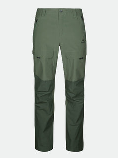 Front view of Halti Hiker DrymaxX 3L Ventilated Pants Mens with multiple pockets, button closure, and left thigh logo.