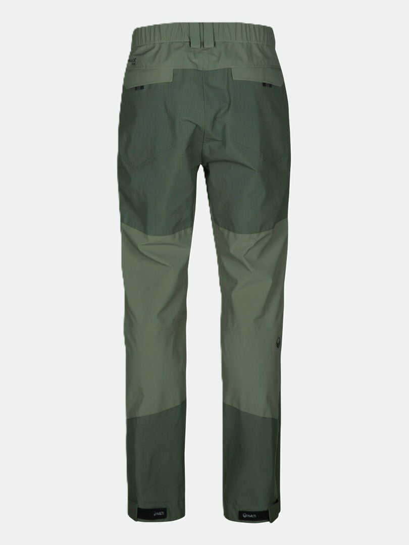 Back view of Halti Hiker DrymaxX 3L Ventilated Pants Mens in two-tone green with reinforced seat and adjustable cuffs.