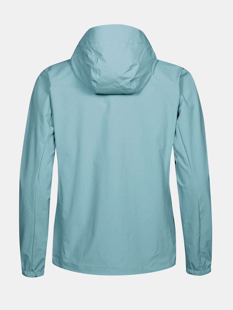 Halti Pallas Evo X-stretch Jacket Women's in light blue, shown from the back with long sleeves and a simple design.