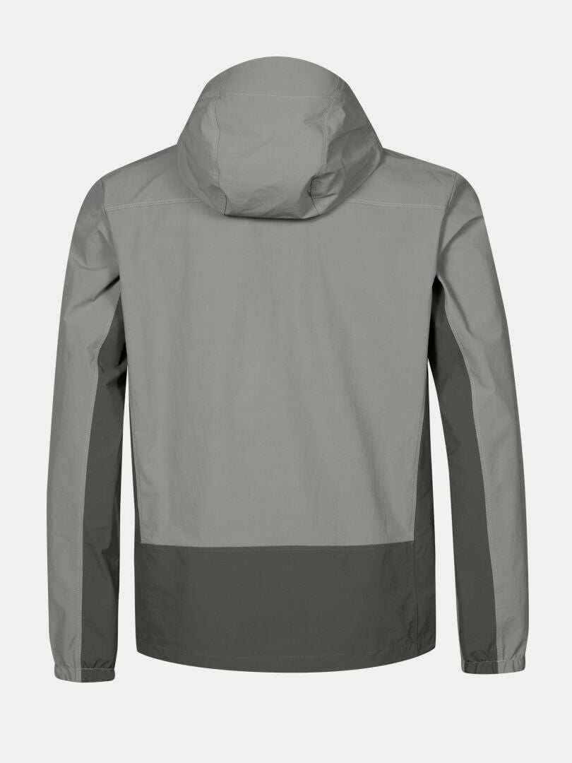 Halti Pallas Evo X-stretch Jacket Men's shown from the back, with lighter and darker gray panels.