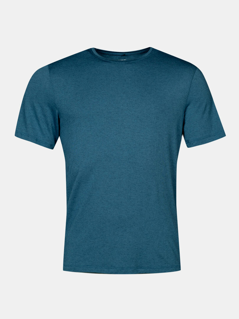 Halti Tuntu II Merino T-shirt Men's, solid teal with short sleeves, is shown against a white background.