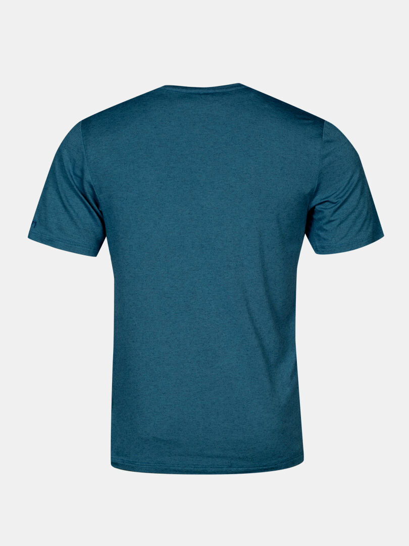 Halti Tuntu II Merino T-shirt Men's in plain blue, shown from the back against a white background.