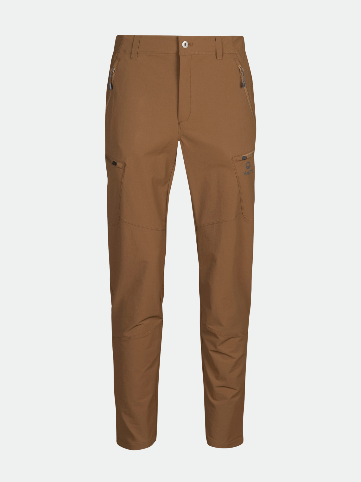 Halti Pallas Evo Brushed X-stretch Pants Mens: water-repellent, zip pockets, button closure, durable outdoor wear.