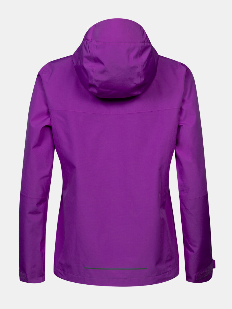 Halti Forter DX Women’s Plus shell jacket in purple shown from the back on a light gray background.