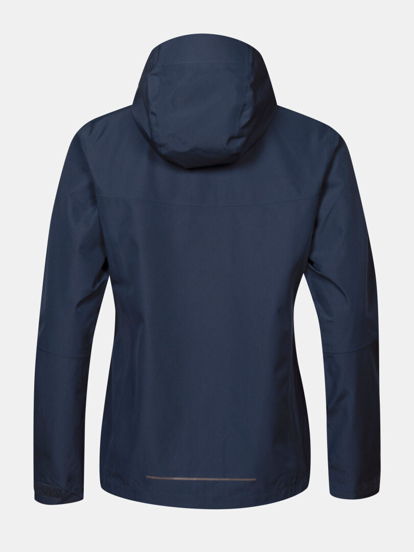 Halti Forter DX Shell Jacket Women’s Plus in navy, hooded, back view, shown on white background.