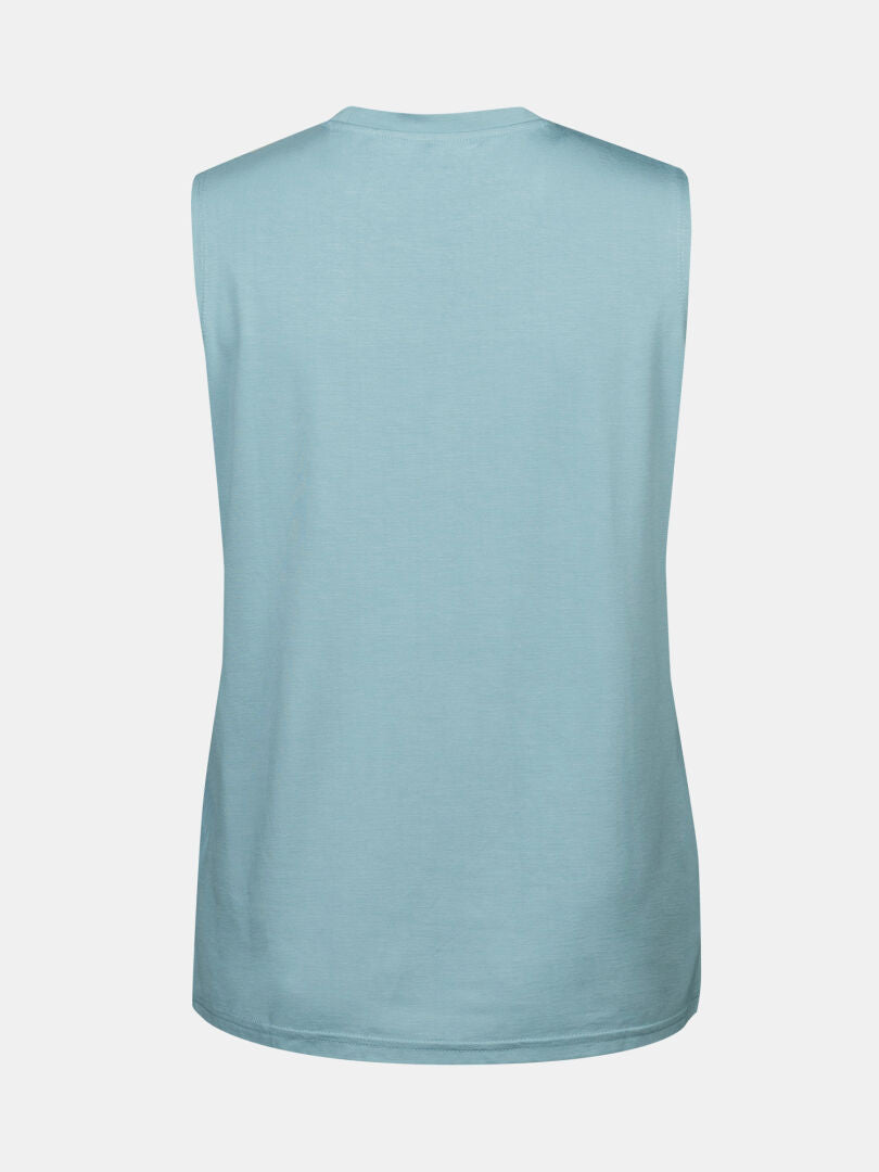 Halti Kalteva Top Women's in light blue, sleeveless, shown from the back on a plain white background.