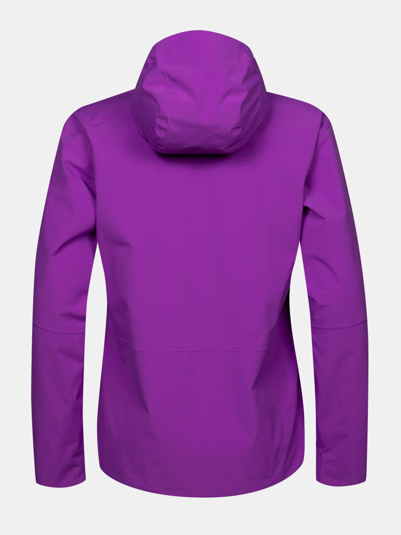 The Halti Staala DX Shell Jacket Women’s Plus in purple is shown from the back against a plain white background.