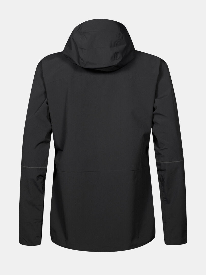 Halti Staala DX Shell Jacket Women's Plus with hood, shown from the back on a plain light grey background.