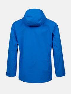 A mens Halti Staala DrymaxX Shell Jacket in blue, shown from the back, is a waterproof hiking jacket.