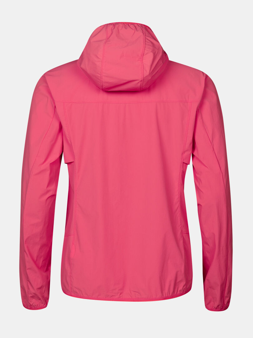 Halti Pallas Cool X-stretch Jacket Women's in bright pink, shown from the back with long sleeves and breathable fabric.