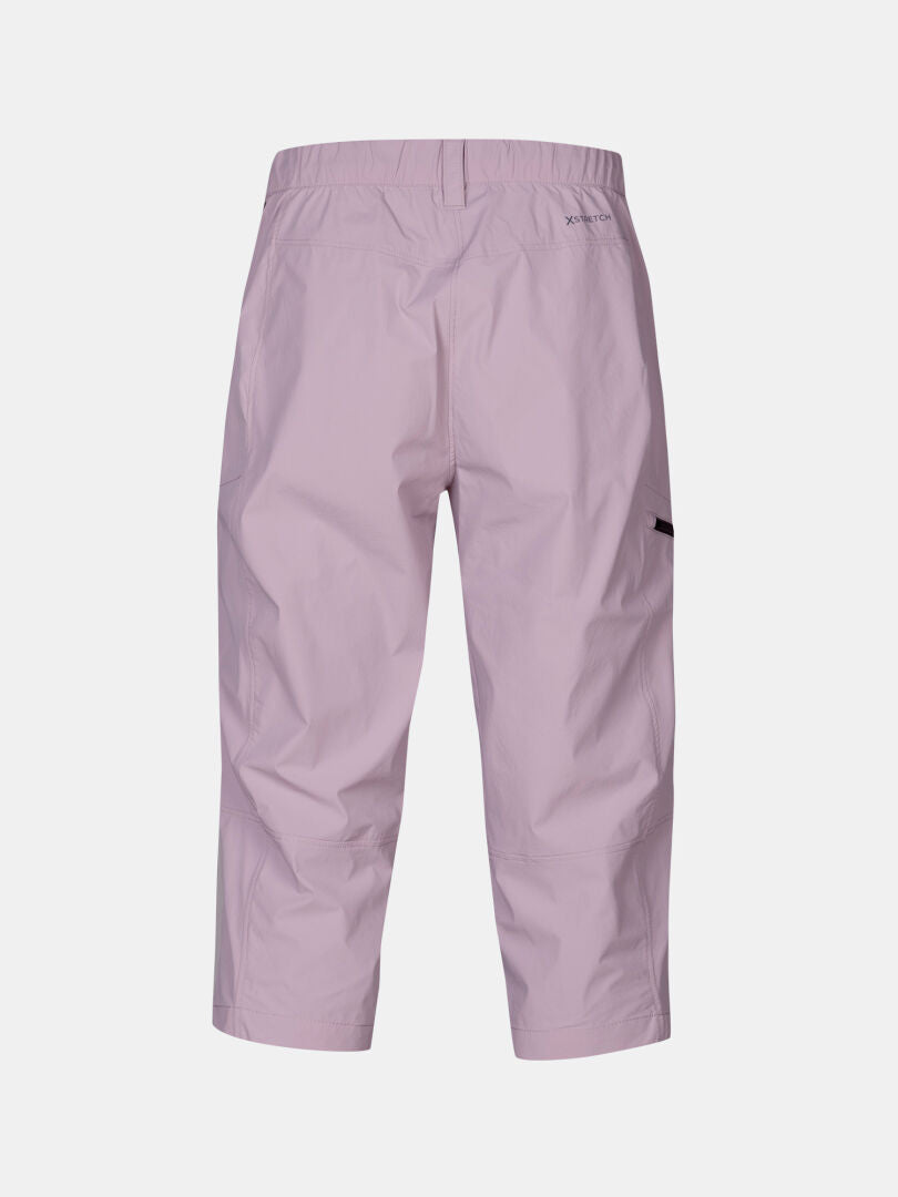 Halti Pallas Cool X-stretch Women's Capri Pants in light purple feature moisture-wicking fabric, elastic waist, and side pocket.