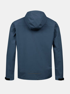 The Halti Finholma X-stretch Jacket Mens in blue is shown from the back against a plain white background.