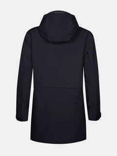 Halti Valaja DX Parka Jacket Womens Plus in black, waterproof, shown from the back on a plain light background.