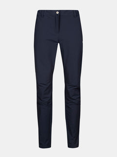Halti Finholma X-stretch Pants Womens Plus in navy blue, with button and zipper closure, on a white background.