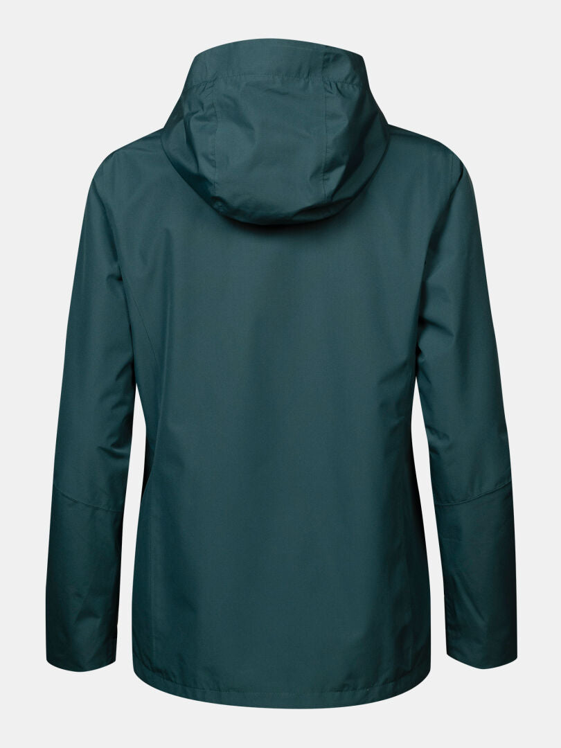 Halti Loito 3-in-1 DX Women’s Jacket in dark green, waterproof, hooded, relaxed fit, shown from the back.