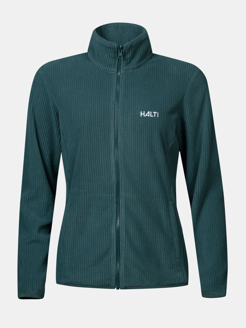 Halti Loito 3-in-1 DX dark green women’s jacket with ribbed texture and logo, shown on a plain background.