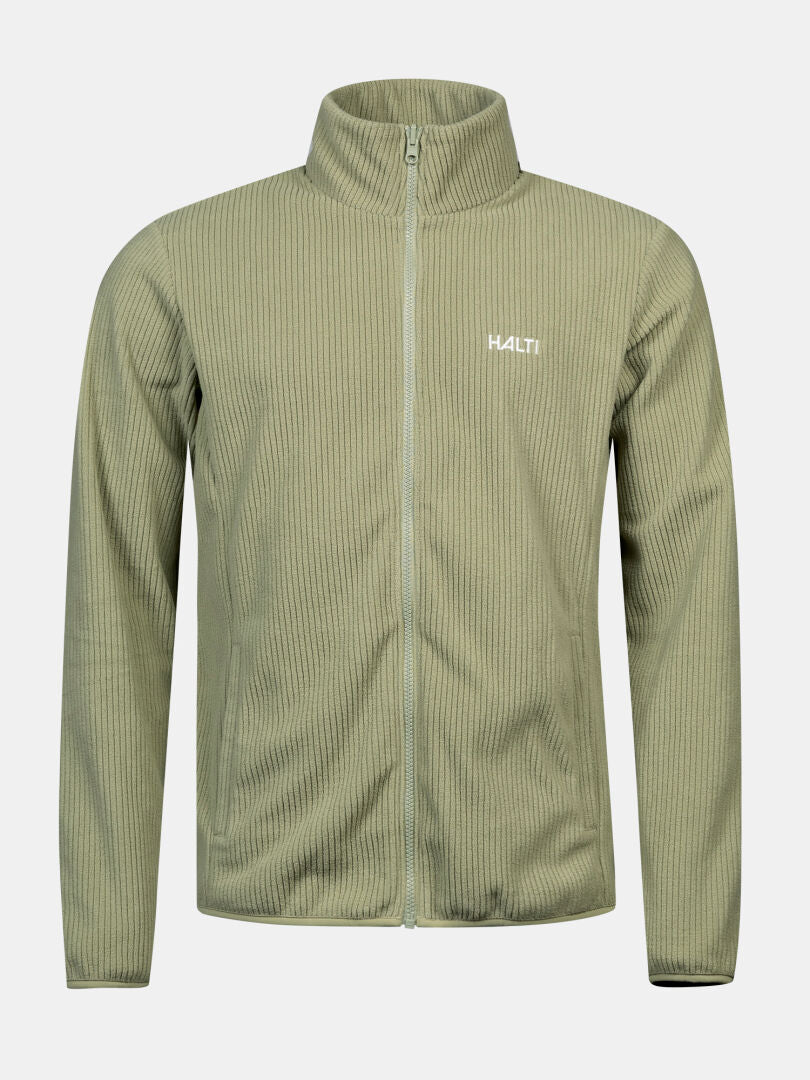 Halti Loito 3-in-1 DX Men’s Jacket: light green, ribbed zip-up, high collar, side pockets, logo detail.