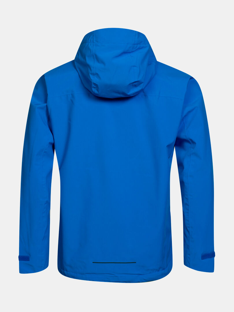Halti Kaltimo DX Shell Jacket Men’s in bright blue, shown from the back with long sleeves and a plain outdoor design.